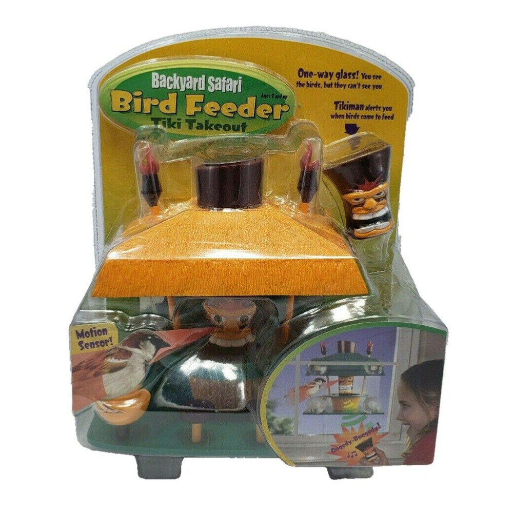 Backyard Safari Tiki Takeout Bird Feeder NIP Motion Sensor One Way Glass BSTT2